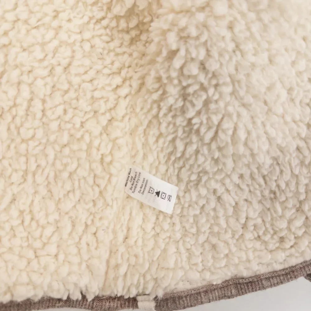 Oh baby! Warm Sherpa Lined Wide‎ Rib Sweater Knit Snowdrift Hoodie Brown Sz 6m